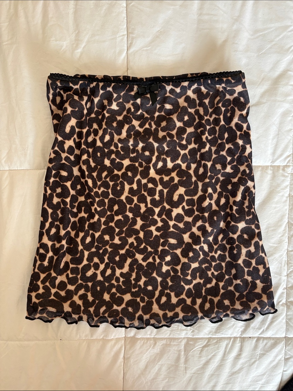 Y2K Leopard Mesh Mini Skirt Coquette Mob Wife